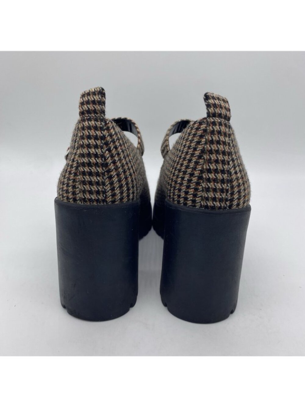 Steve Madden Orsen Mary Jane 9.5 Houndstooth Plaid Tweed Lug Block Heel Loafer - Picture 9 of 14